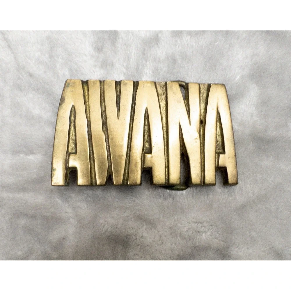 Solid Brass Gold AWANA Western Utility Belt Buckle for Men 2.75